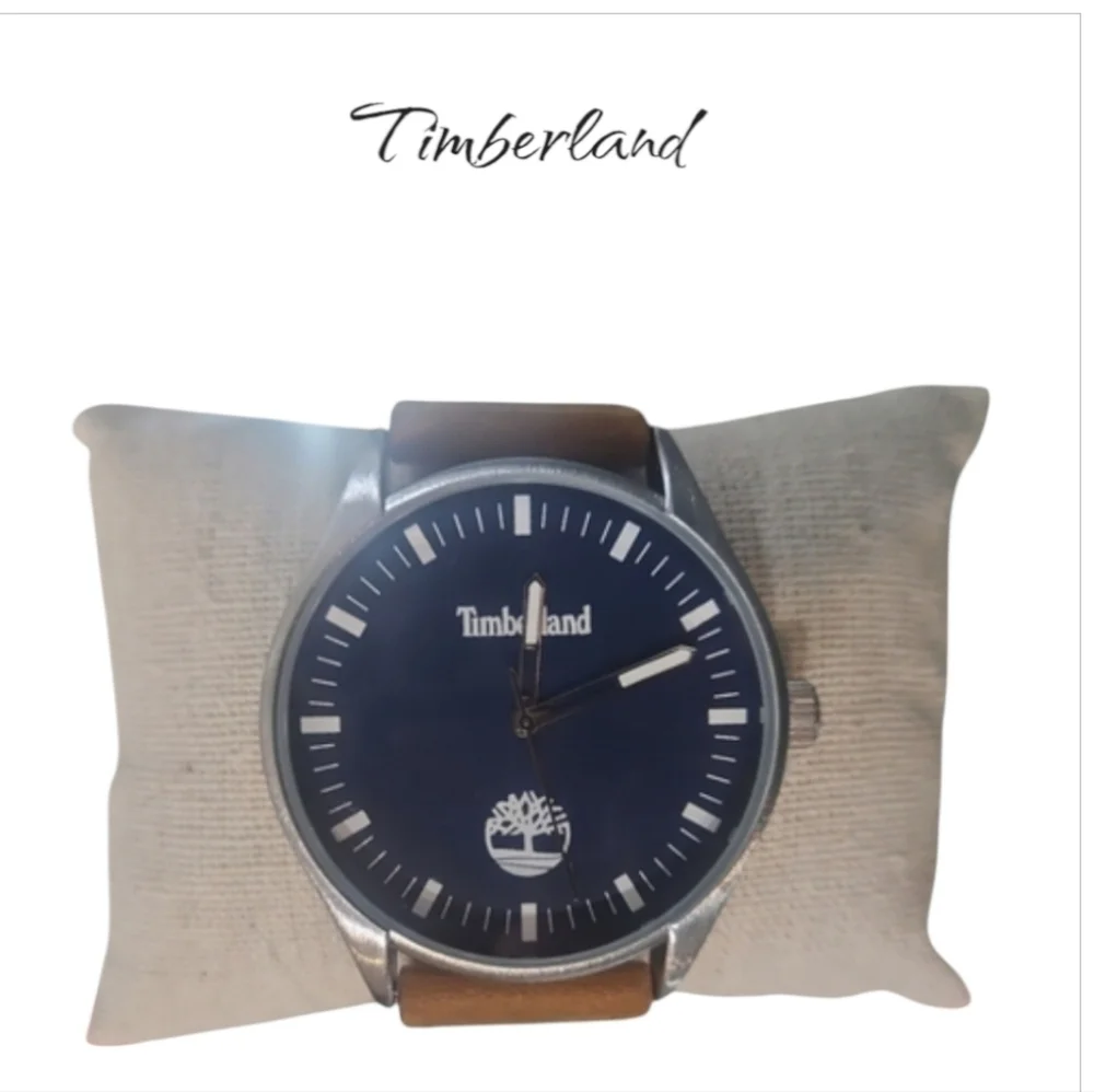 Timberland Men's Brown Leather Strap Wrist Blue Watch